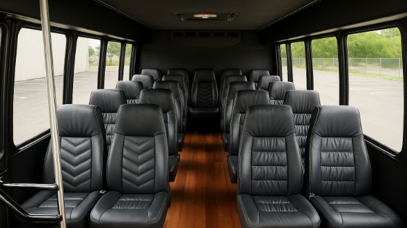 Interior of Charter Bus Company Council Bluffs's 20 Passenger Mini bus in Council Bluffs