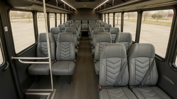 Interior of Charter Bus Company Council Bluffs's 35 Passenger Minibus in Council Bluffs