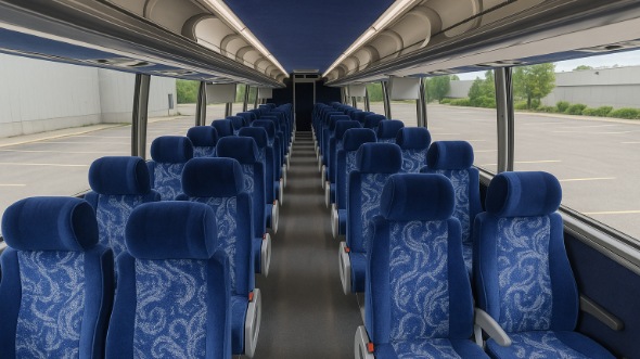 Interior of Charter Bus Company Council Bluffs's 50 Passenger Charter Bus in Council Bluffs