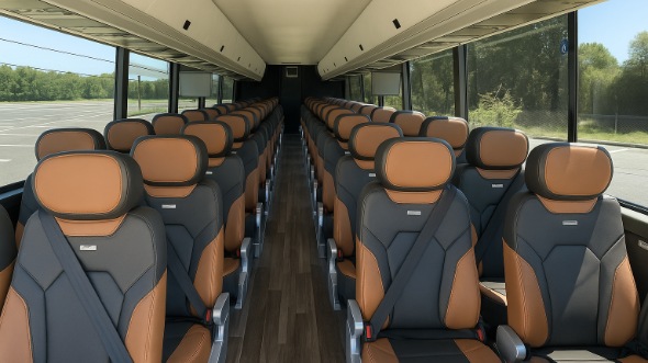 Interior of Charter Bus Company Omaha's 54 Passenger Charter Bus in Omaha