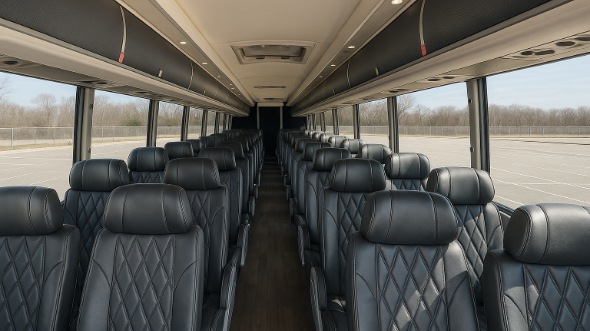Interior of Charter Bus Company Council Bluffs's 55 Passenger Charter Bus in Council Bluffs