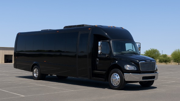 Exterior of Charter Bus Company Council Bluffs's Party Bus in Council Bluffs